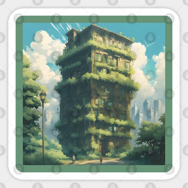 Biopunk tower vegetation Sticker by Spaceboyishere